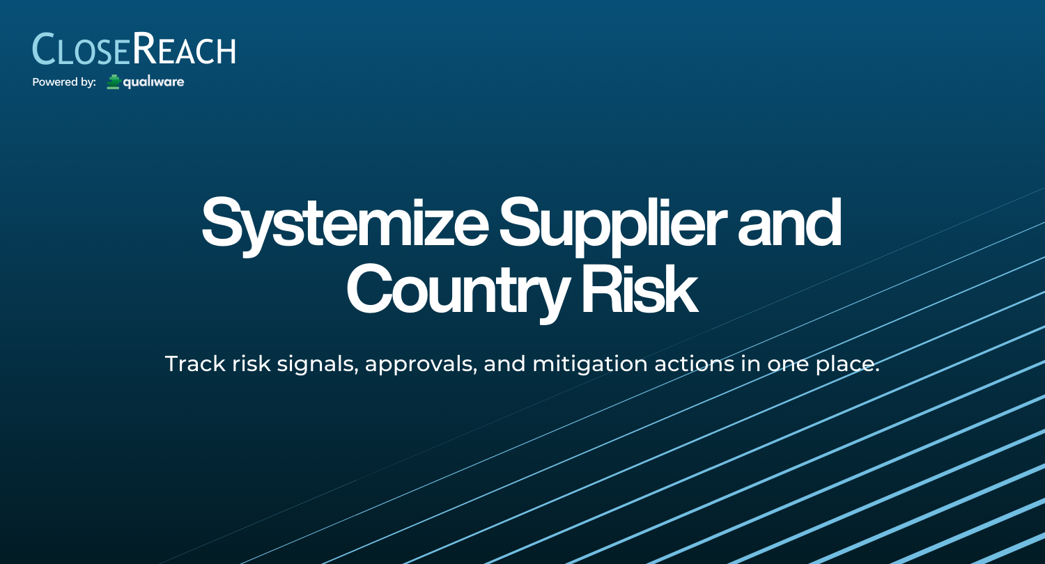 Treat Supplier and Country Risk Like a Managed System