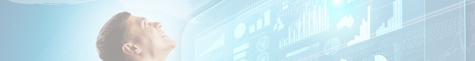 1920x250 Banner of a person looking up at a dashboard of their organizational performance