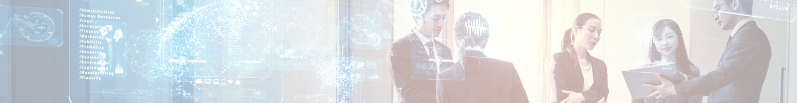 1920x250 Banner of a team working behind a dashboard