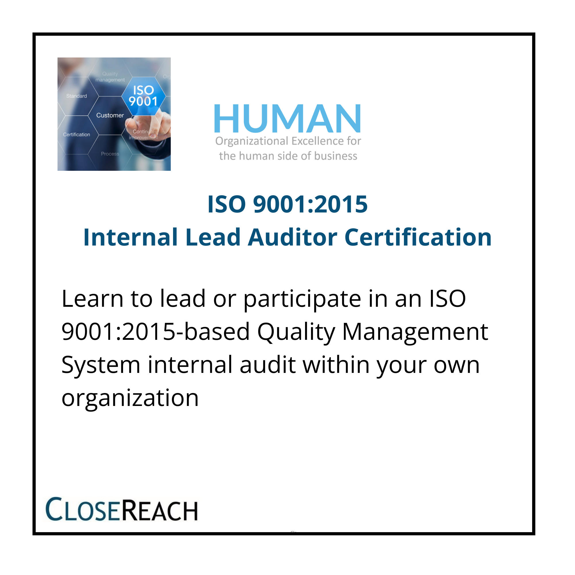 ISO 9001:2015 Internal Lead Auditor Certification