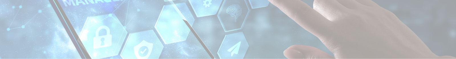 1920x250 Banner of a finger clicking on blue icons